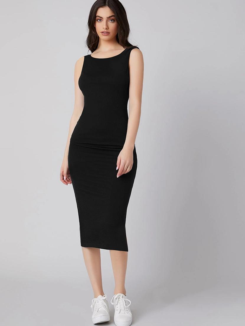 women round neck solid bodycon dress - 21631156 - Zoom Image - 0