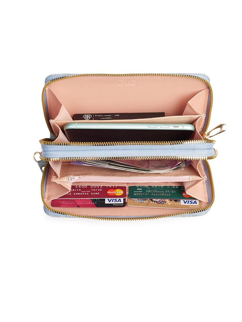 women light blue leatherette wallet - 21631175 - Standard Image - 2
