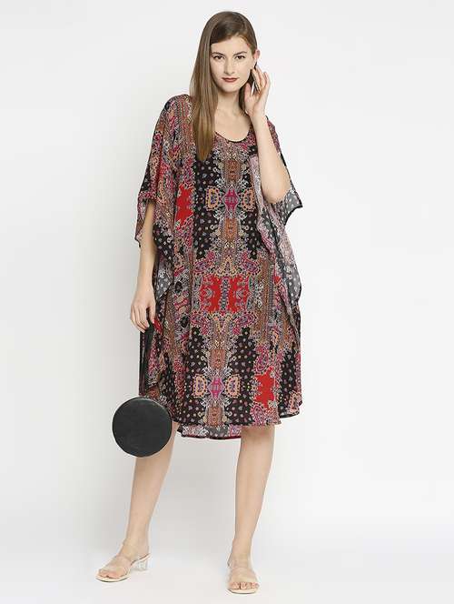 women round neck printed kaftan dress - 21631276 -  Standard Image - 0
