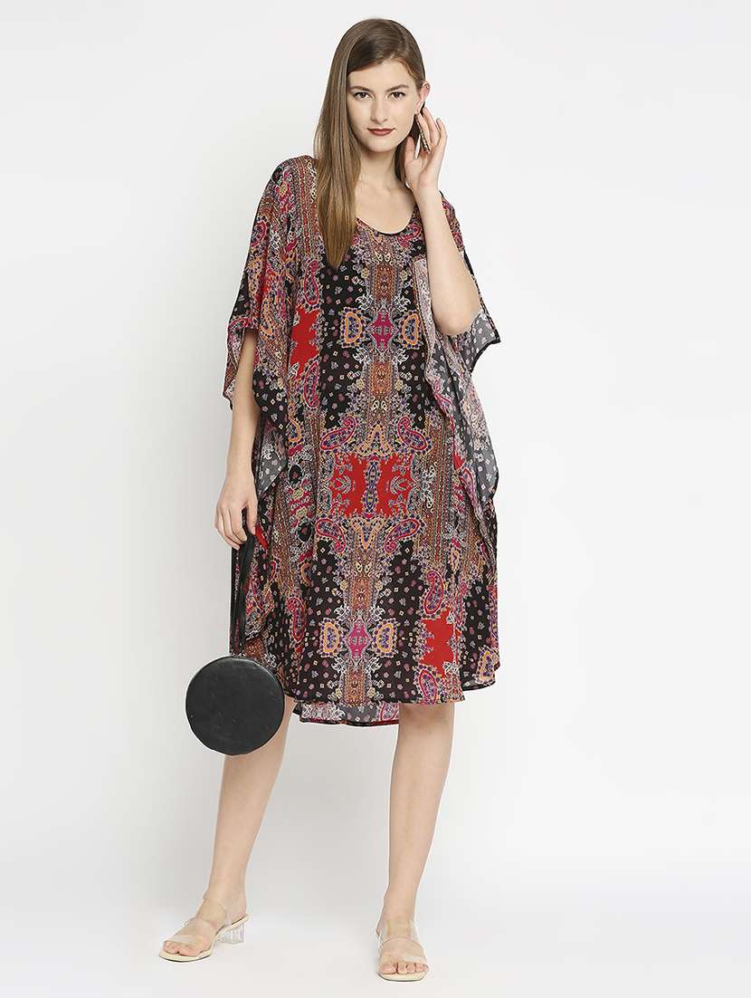 women round neck printed kaftan dress - 21631276 -  Zoom Image - 0