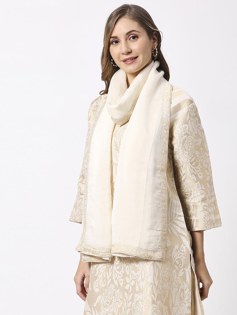 women plain lace bordered dupatta - 21631550 - Standard Image - 2