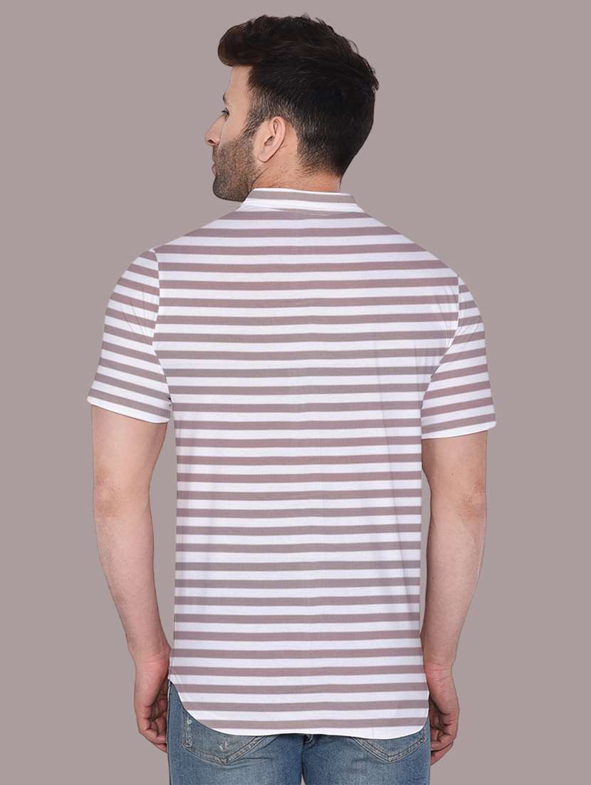 men slim fit striped short sleeve casual shirt - 21631893 - Standard Image - 2