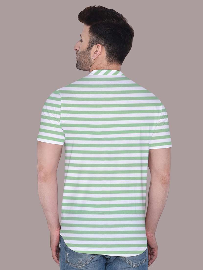 men slim fit mandarin neck striped short sleeve casual shirt - 21631896 -  Standard Image - 2