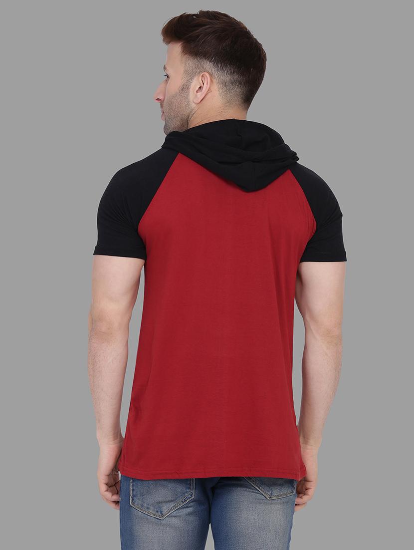 men slim fit color block hood neck t-shirt - 21631900 - Standard Image - 2