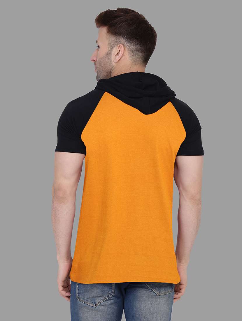 men slim fit color block hood neck t-shirt - 21631904 - Standard Image - 2