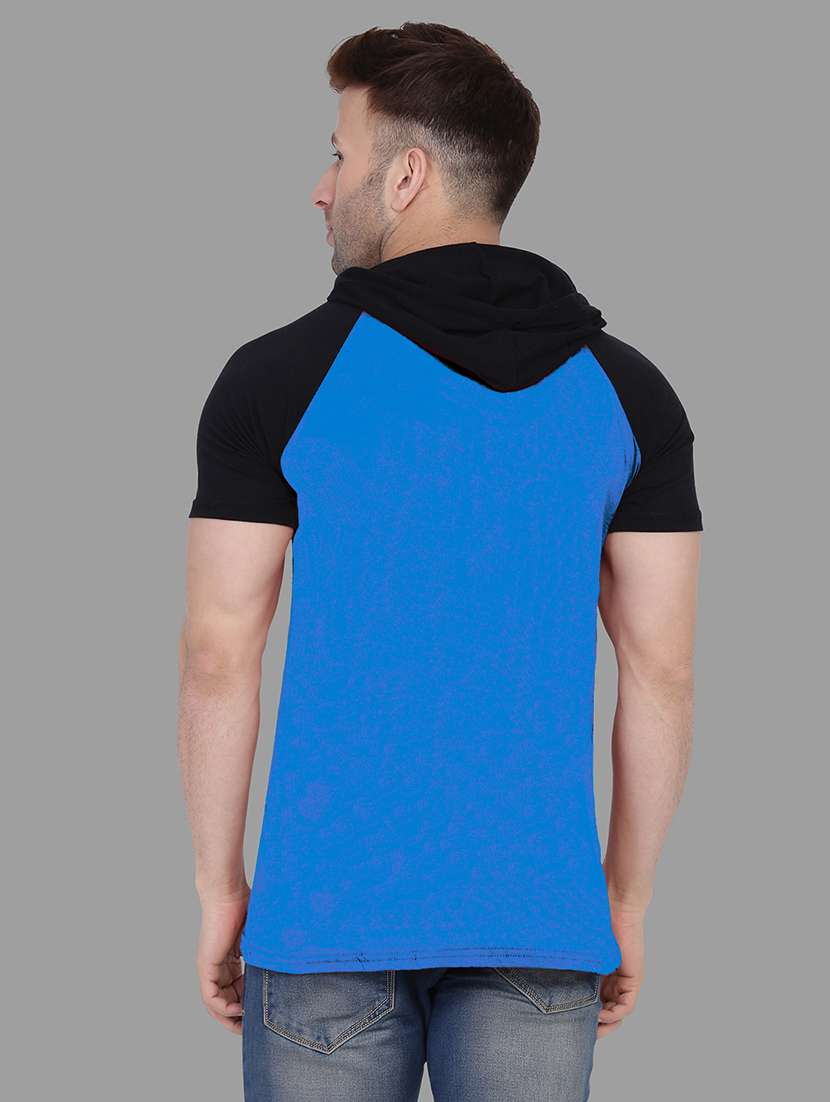 men slim fit color block hood neck t-shirt - 21631907 - Standard Image - 2
