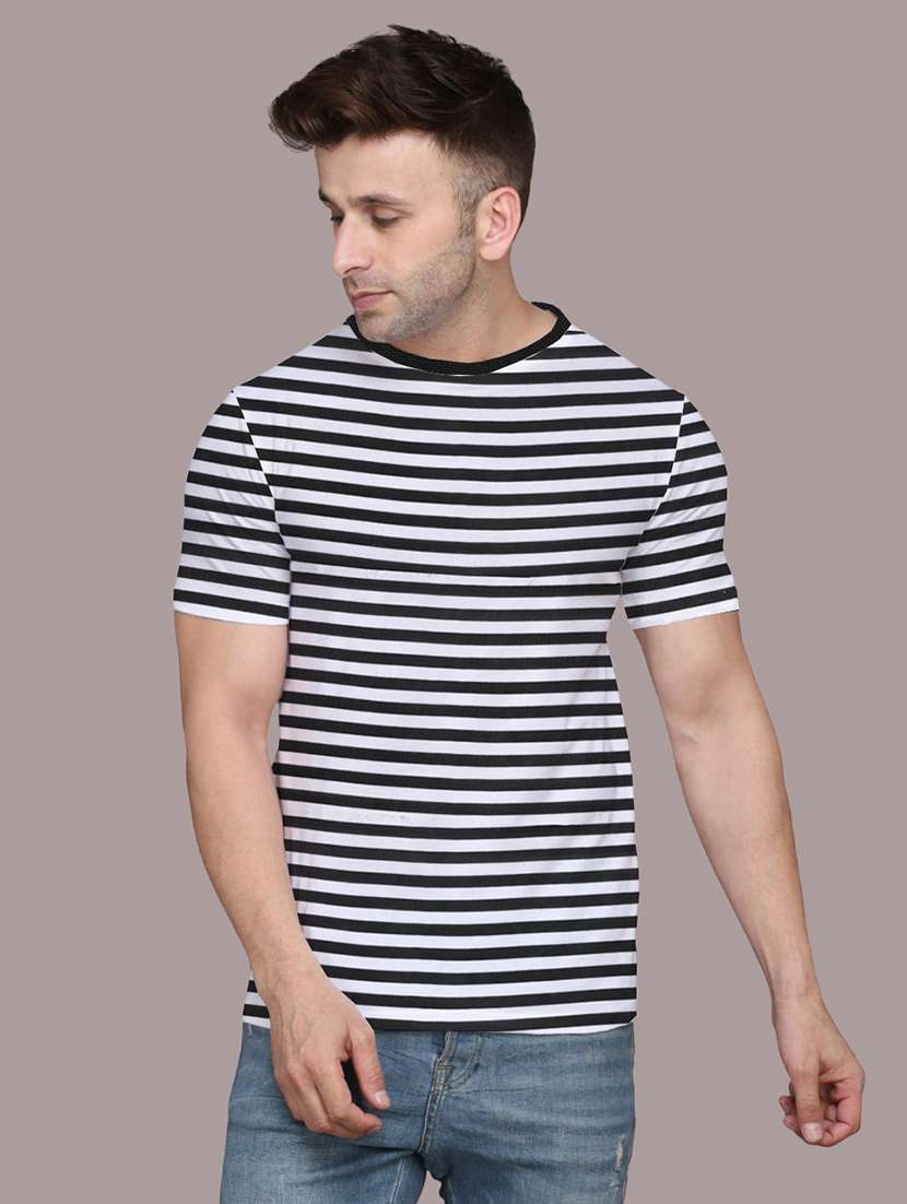 men slim fit striped short sleeve t-shirt