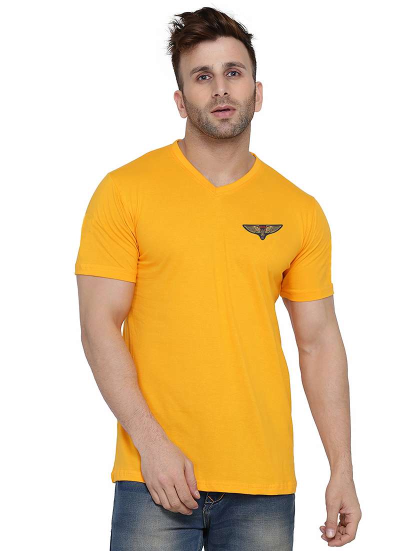 men slim fit placement printed v neck short sleeve t-shirt
