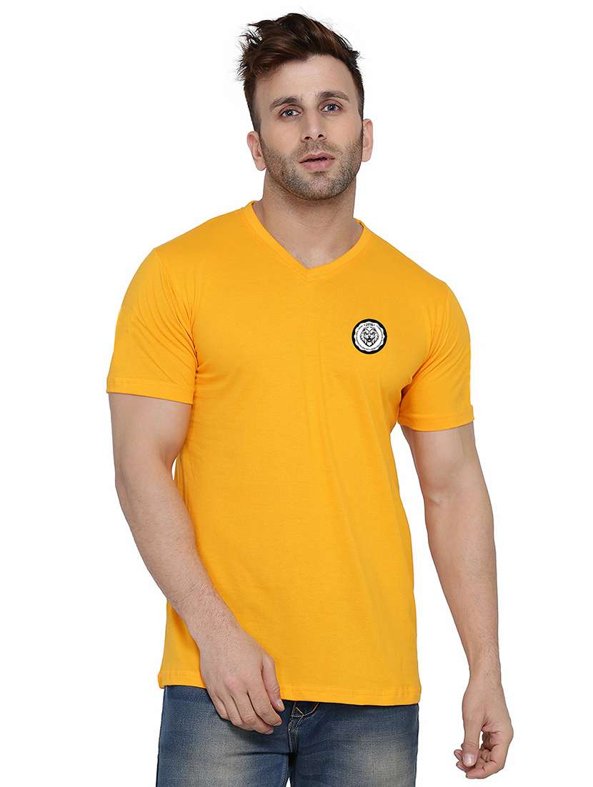men slim fit placement printed v neck short sleeve t-shirt