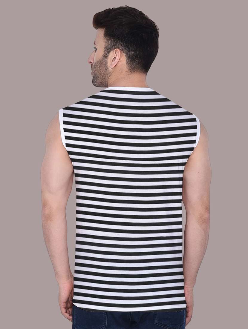 men slim fit striped sleeveless t-shirt - 21631976 -  Standard Image - 2
