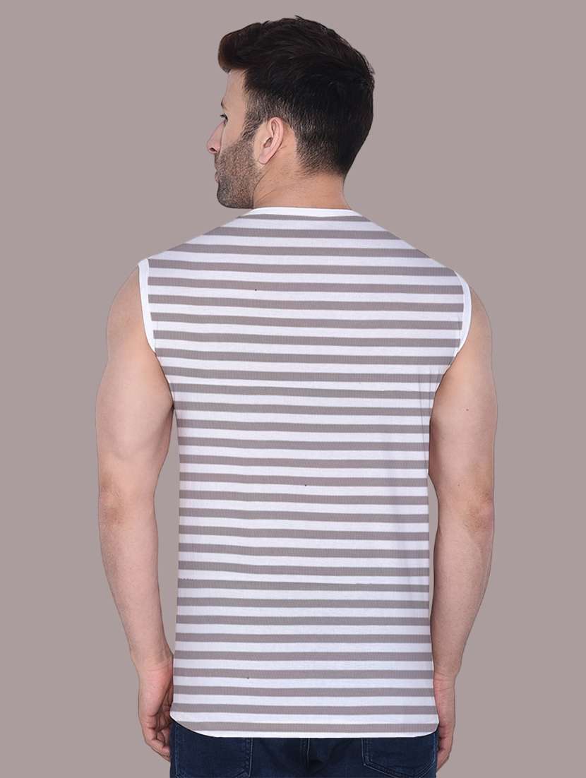 men slim fit striped sleeveless t-shirt - 21631991 -  Standard Image - 2