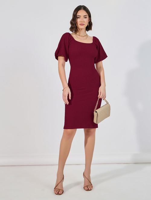 women square neck solid bodycon dress - 21632004 - Standard Image - 0
