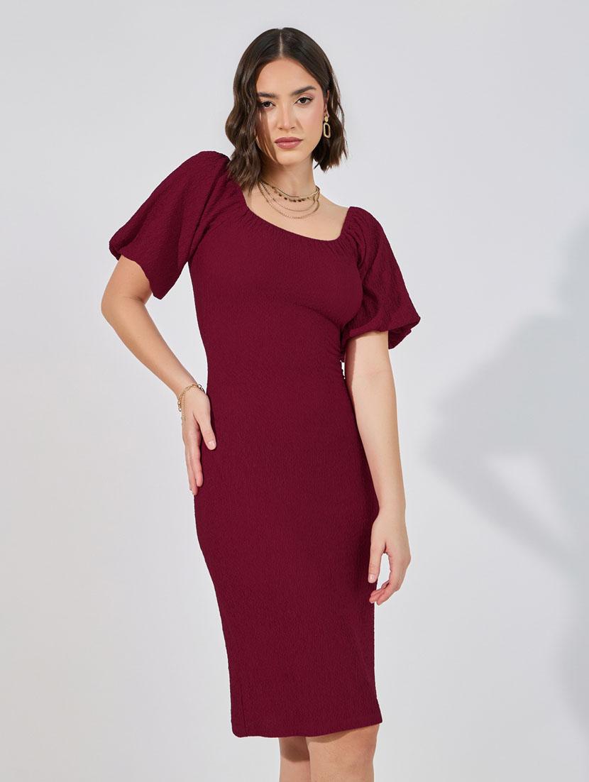 women square neck solid bodycon dress - 21632004 - Standard Image - 2