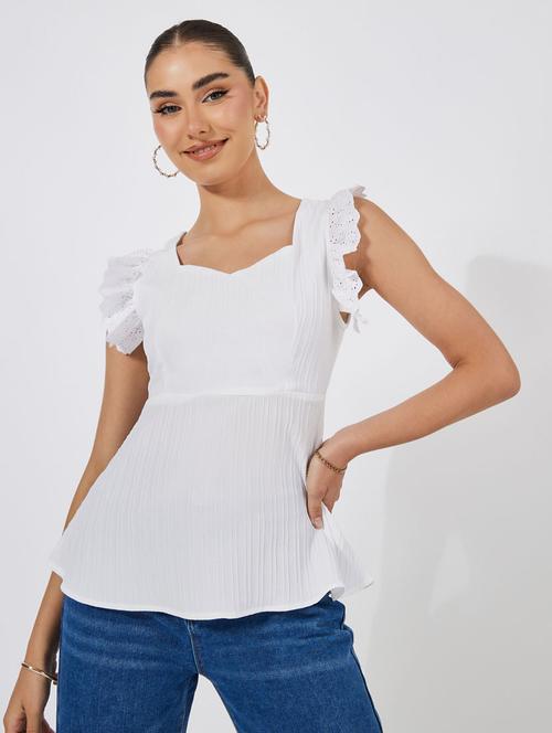 women white solid sweetheart neck top - 21632010 - Standard Image - 0