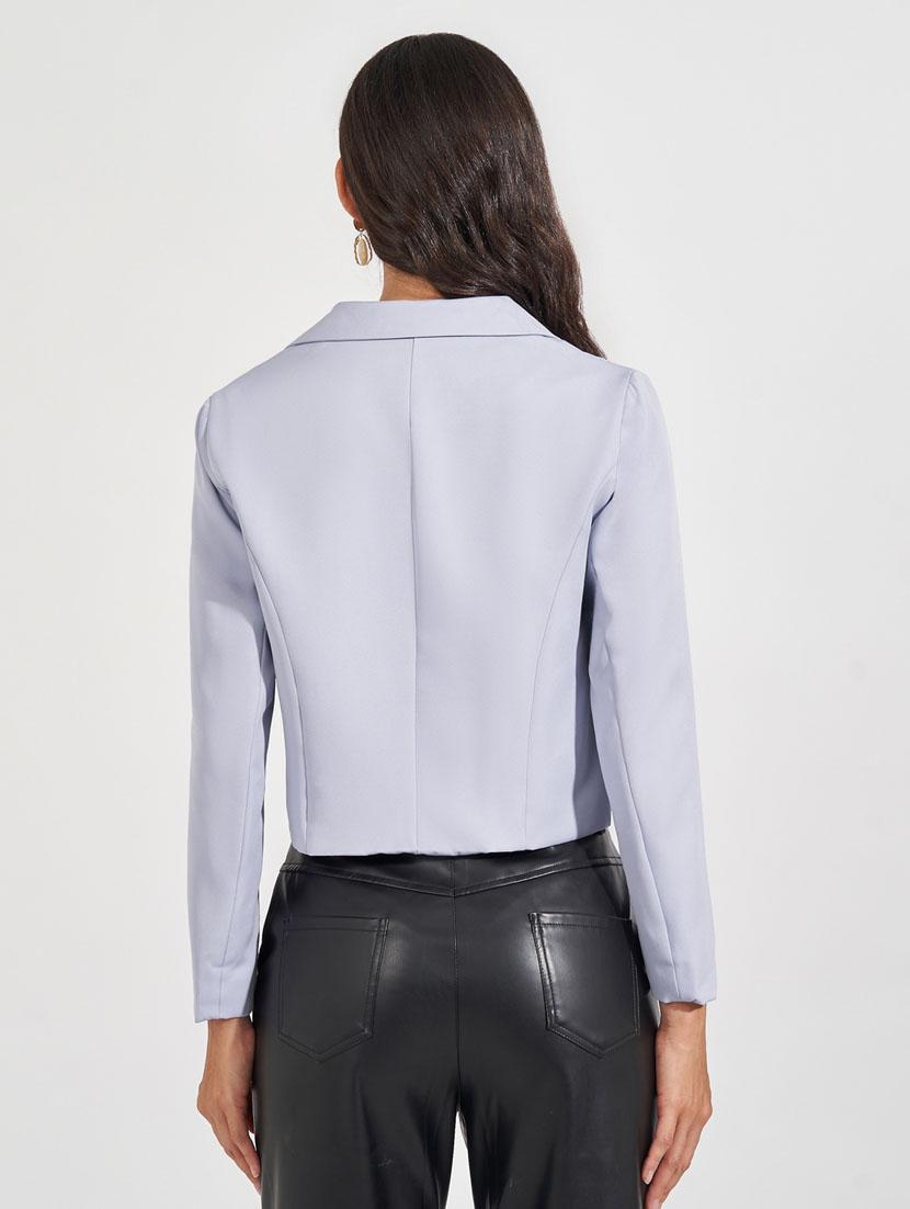 women solid crop casual blazer - 21632028 - Standard Image - 2