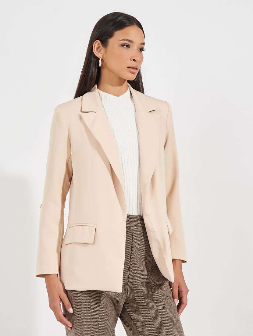 women solid long sleeve casual blazer - 21632034 -  Standard Image - 2