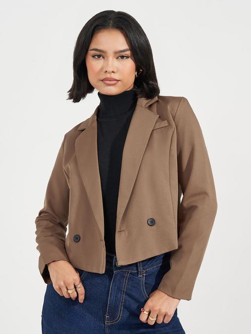 women solid long sleeve casual blazer - 21632038 - Standard Image - 0