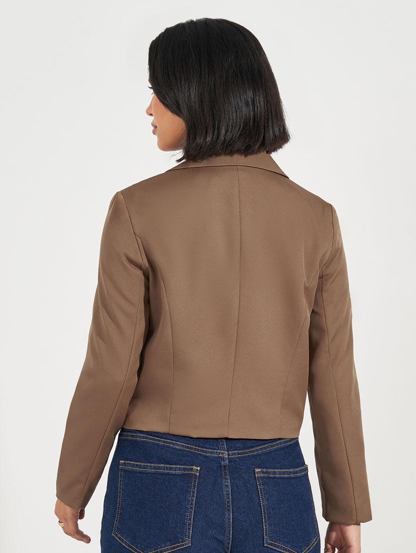 women solid long sleeve casual blazer - 21632038 - Standard Image - 2