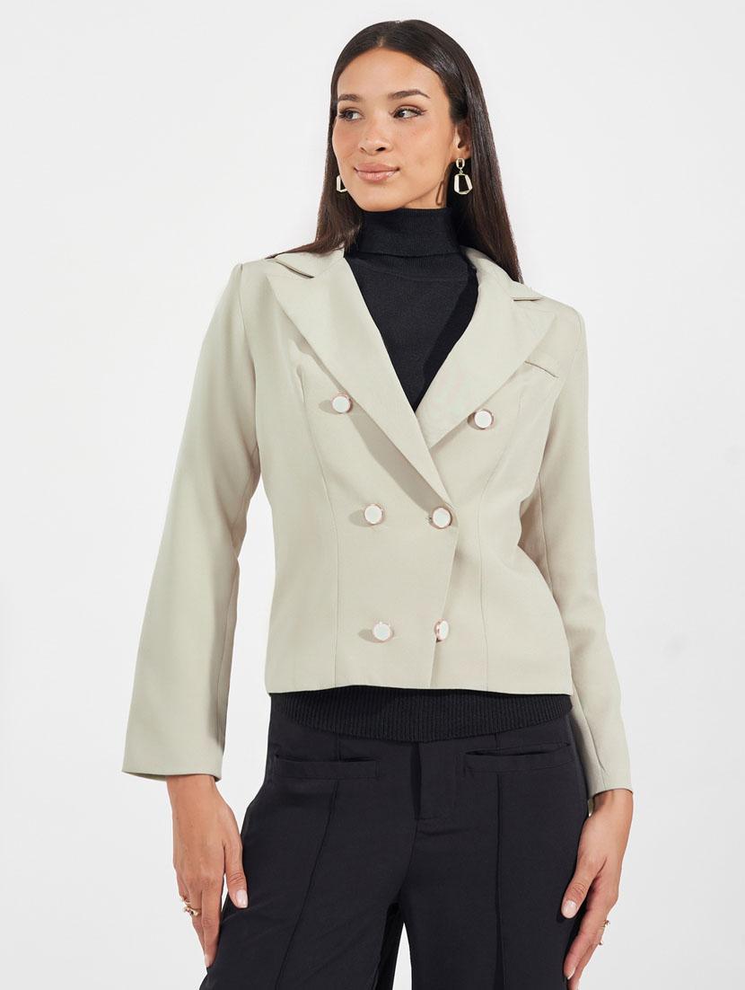 women solid long sleeve casual blazer - 21632040 -  Zoom Image - 0