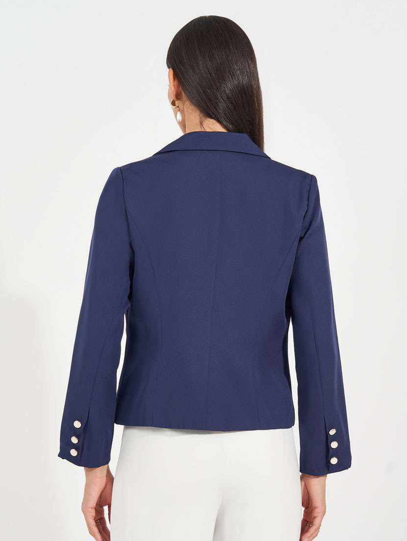 women solid long sleeve casual blazer - 21632041 -  Standard Image - 2
