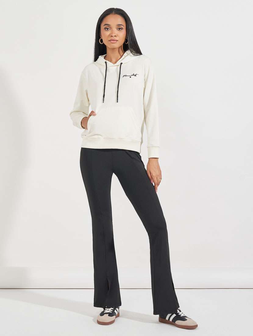 women cream placement print long sleeve sweatshirt - 21632045 - Standard Image - 2