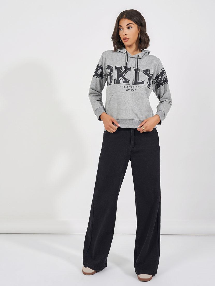 women chest print long sleeve sweatshirt - 21632050 - Standard Image - 2