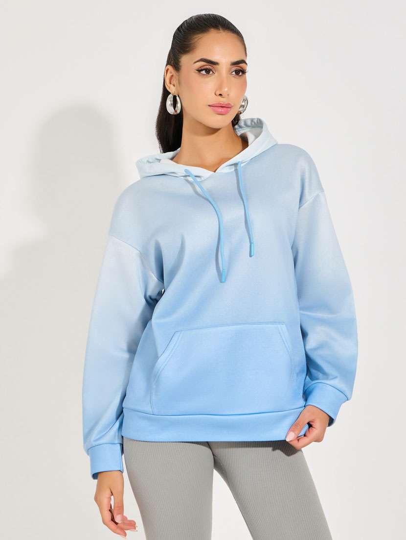 women light blue solid long sleeve sweatshirt - 21632052 -  Zoom Image - 0