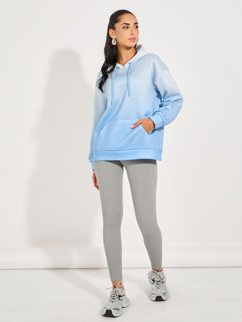 women light blue solid long sleeve sweatshirt - 21632052 - Standard Image - 2