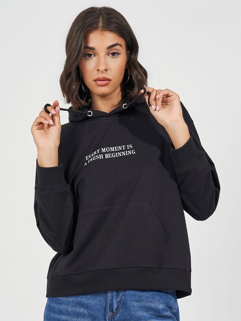 women chest  print long sleeve sweatshirt - 21632055 -  Zoom Image - 0