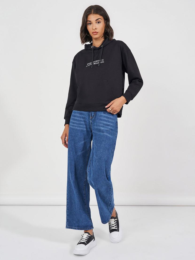 women chest print long sleeve sweatshirt - 21632055 - Standard Image - 2