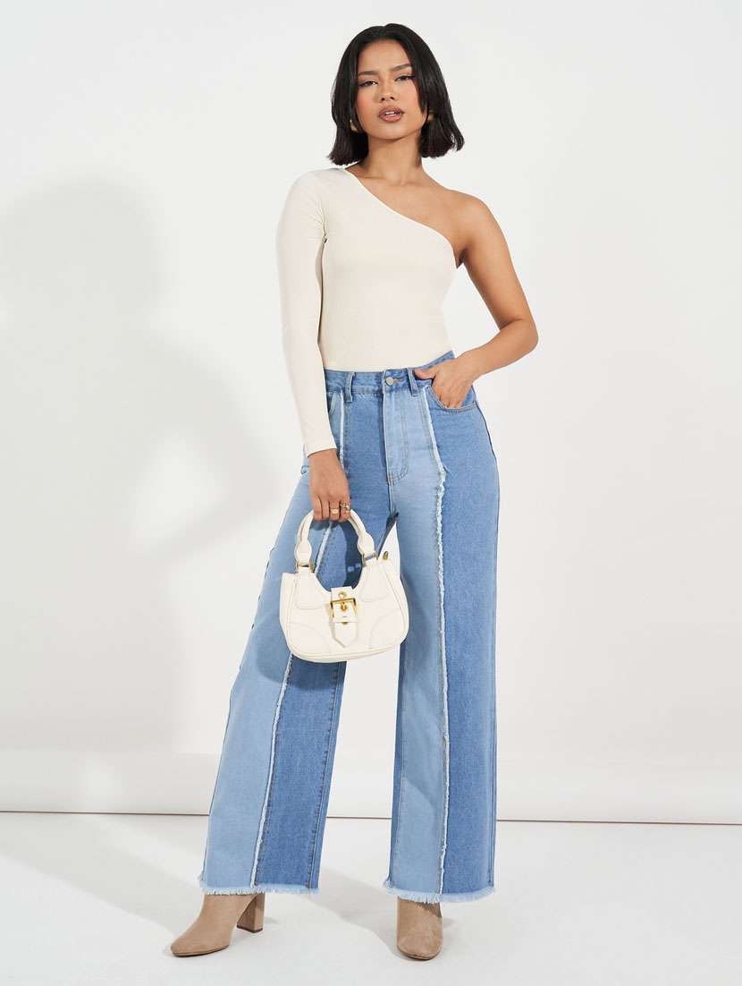 women light blue wide leg plain jeans - 21632062 -  Standard Image - 2