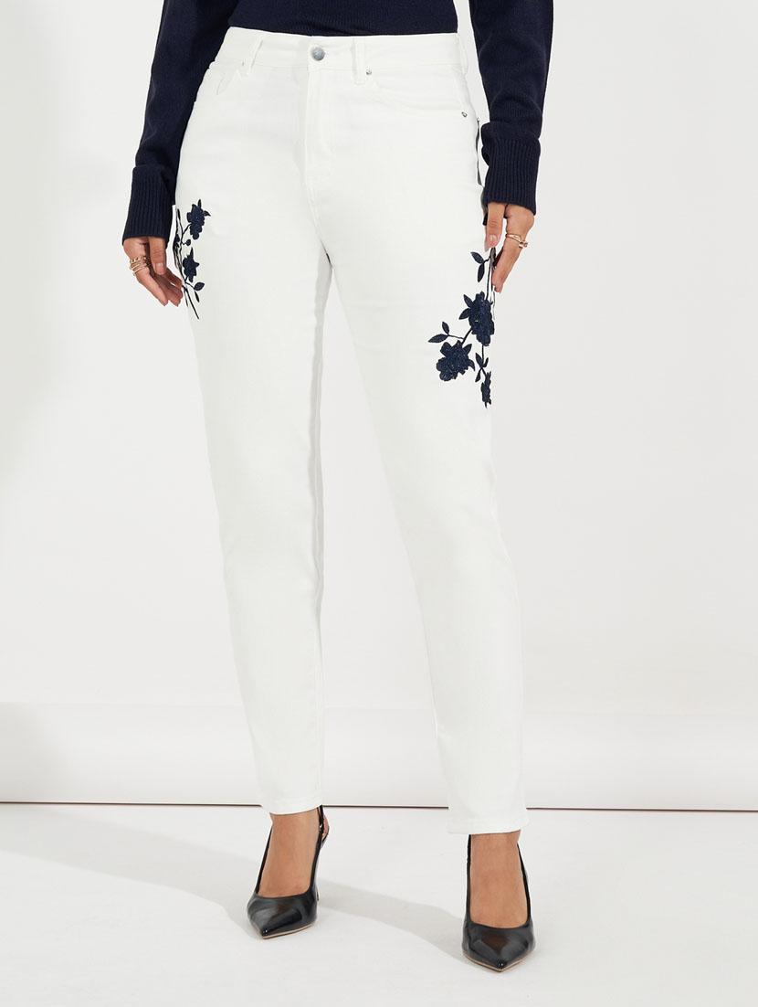women embroidered high rise jeans - 21632064 - Zoom Image - 0