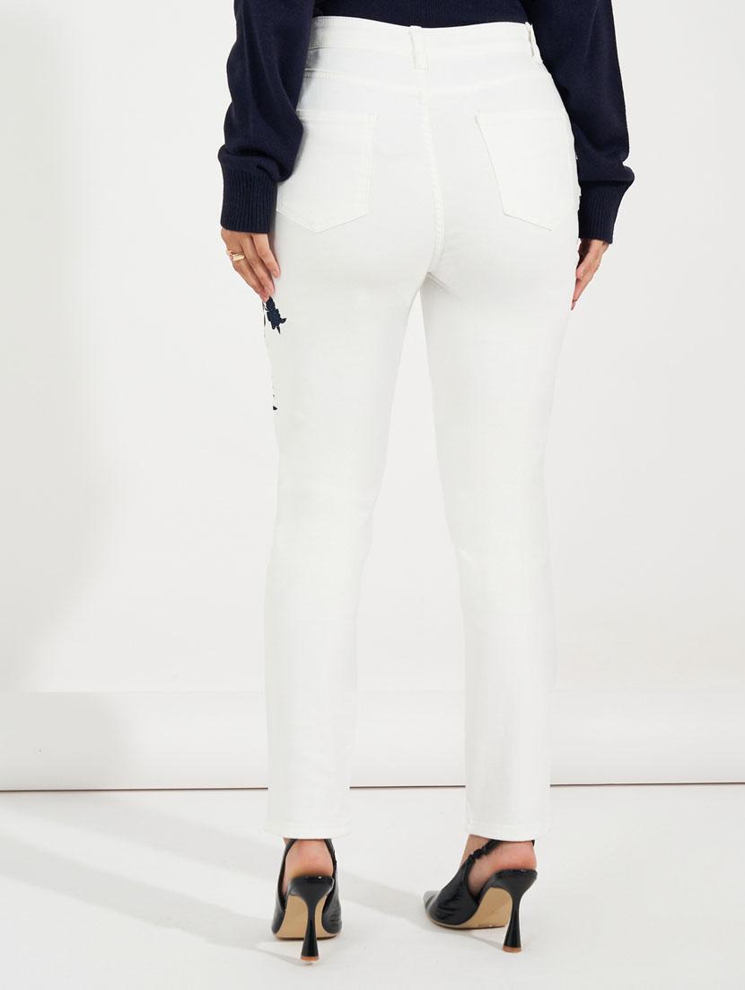 women embroidered high rise jeans - 21632064 - Standard Image - 2