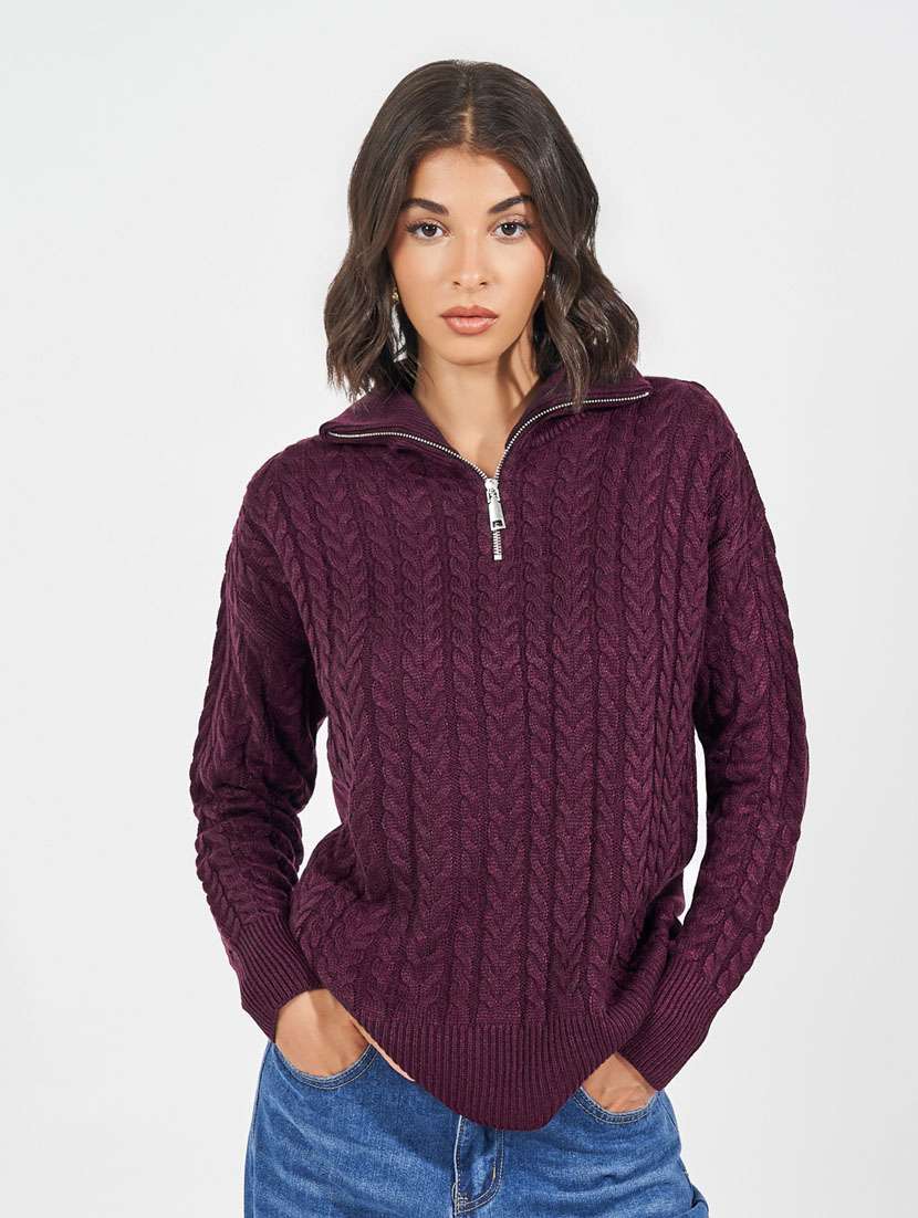 women long sleeves self design pullover