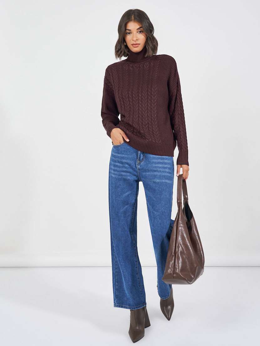 women purple self design long sleeve pullover - 21632068 -  Standard Image - 2