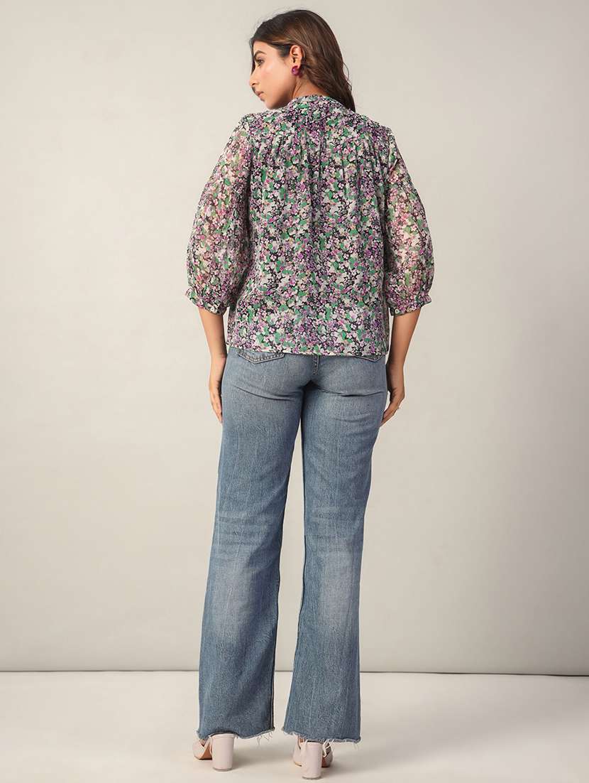 women floral printed puff sleeve top - 21632090 -  Standard Image - 2