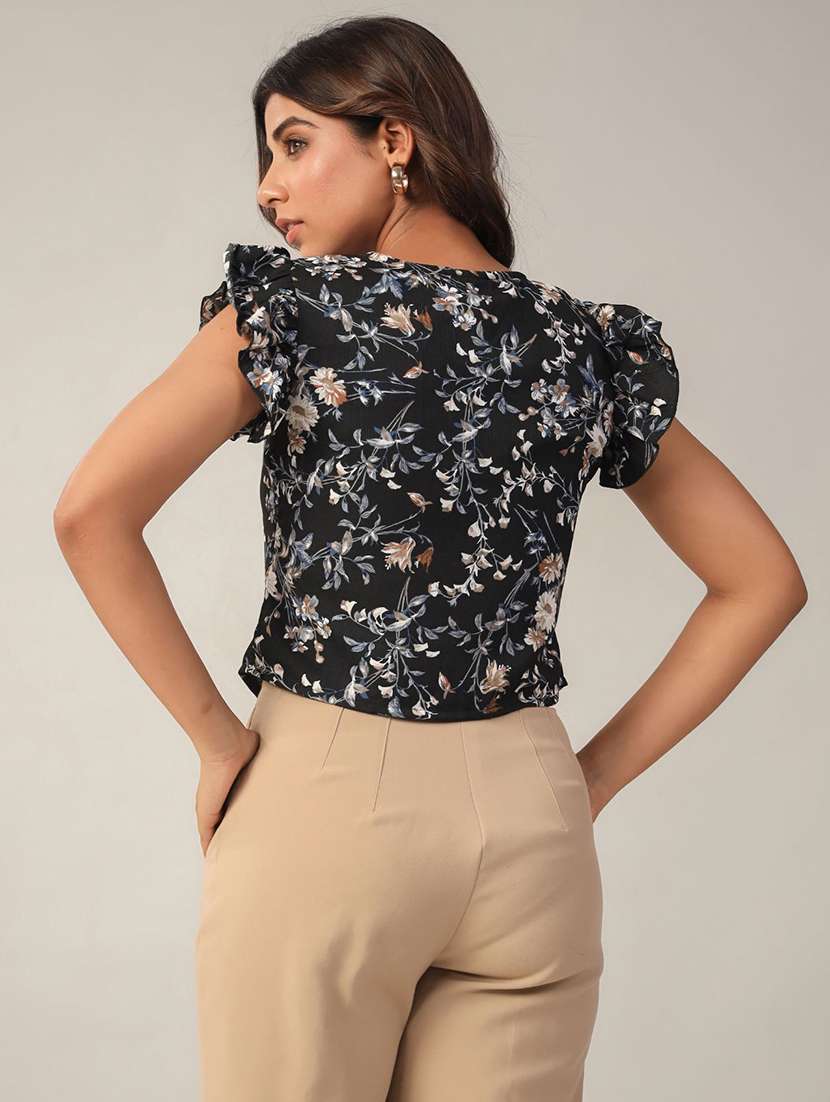 women floral printed ruched top - 21632102 -  Standard Image - 2