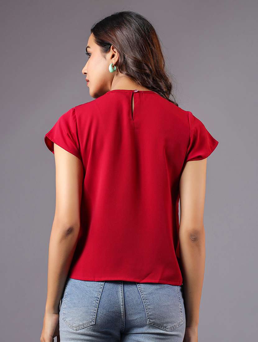 women solid short sleeve regular top - 21632105 -  Standard Image - 2