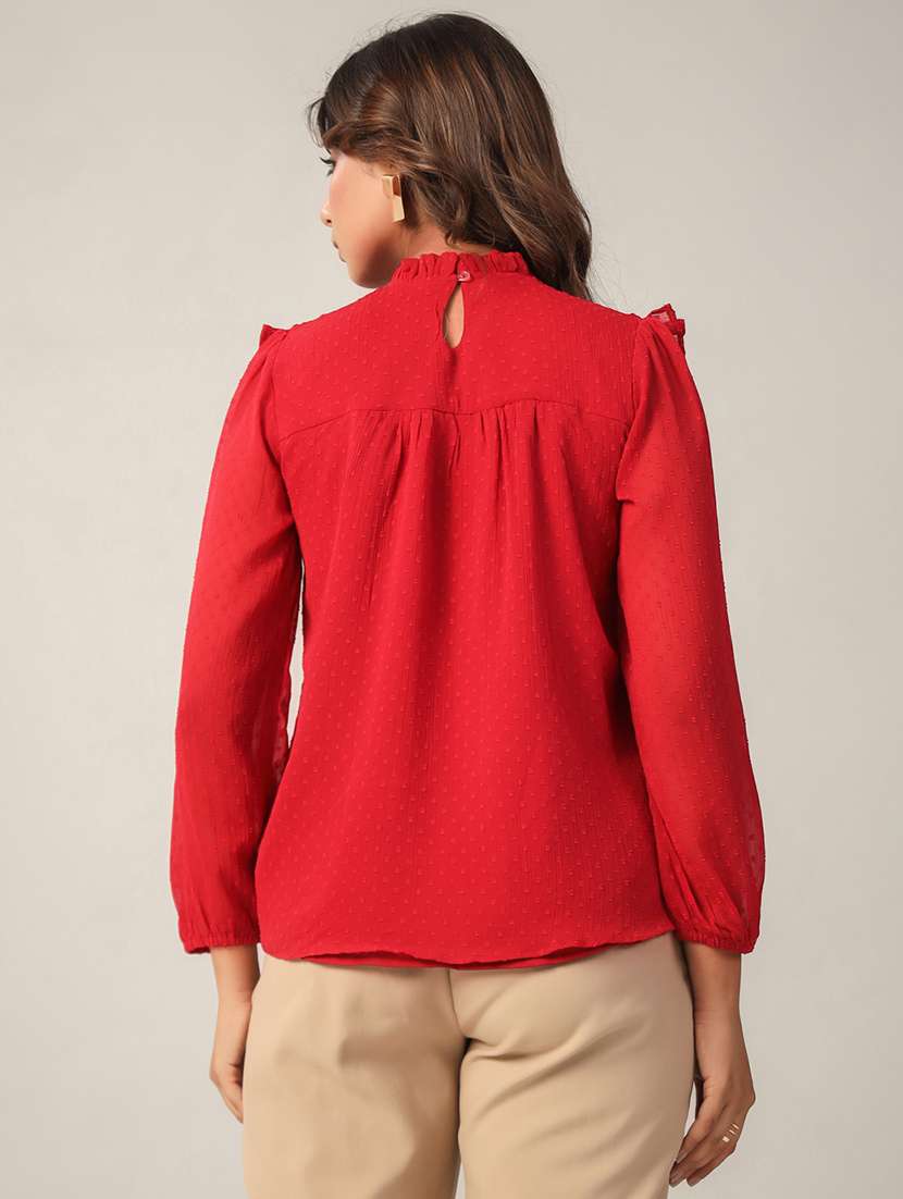 women mock neck self design regular top - 21632108 -  Standard Image - 2