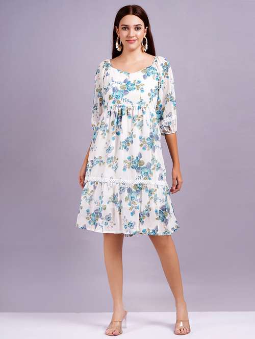 women white floral tiered dress - 21632135 - Standard Image - 0
