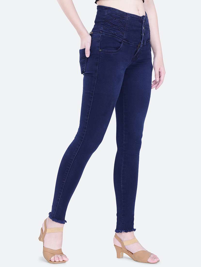women plain skinny fit denim jeans - 21632454 - Standard Image - 2