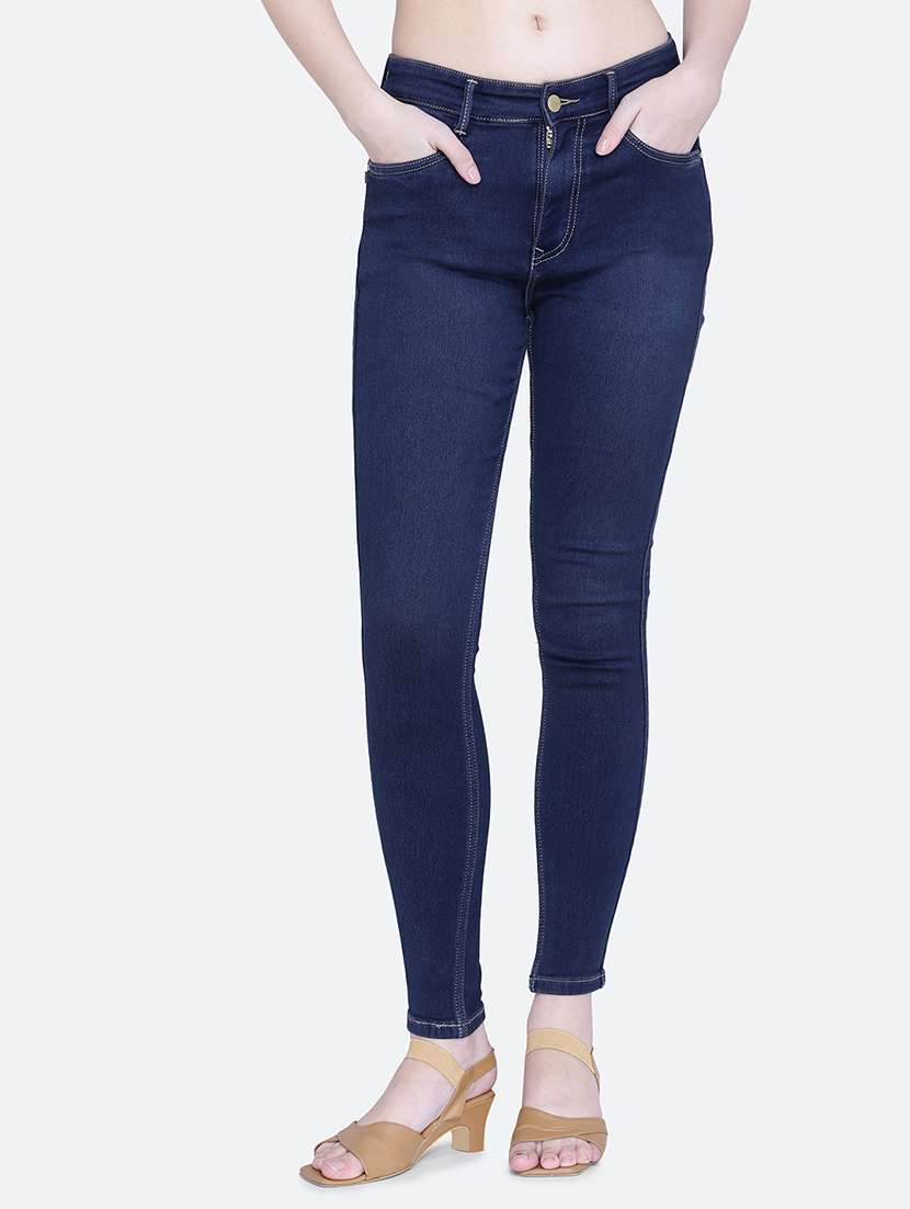women plain skinny fit denim jeans