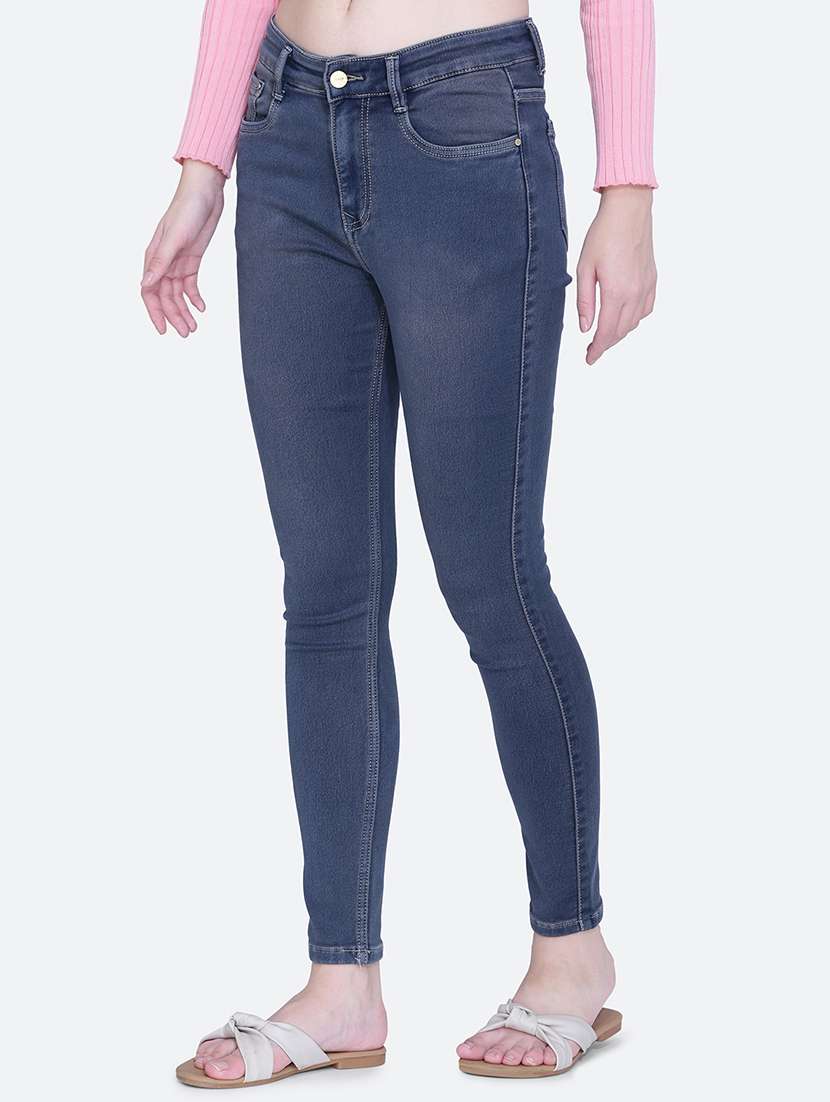 women plain skinny fit denim jeans - 21632497 - Standard Image - 2