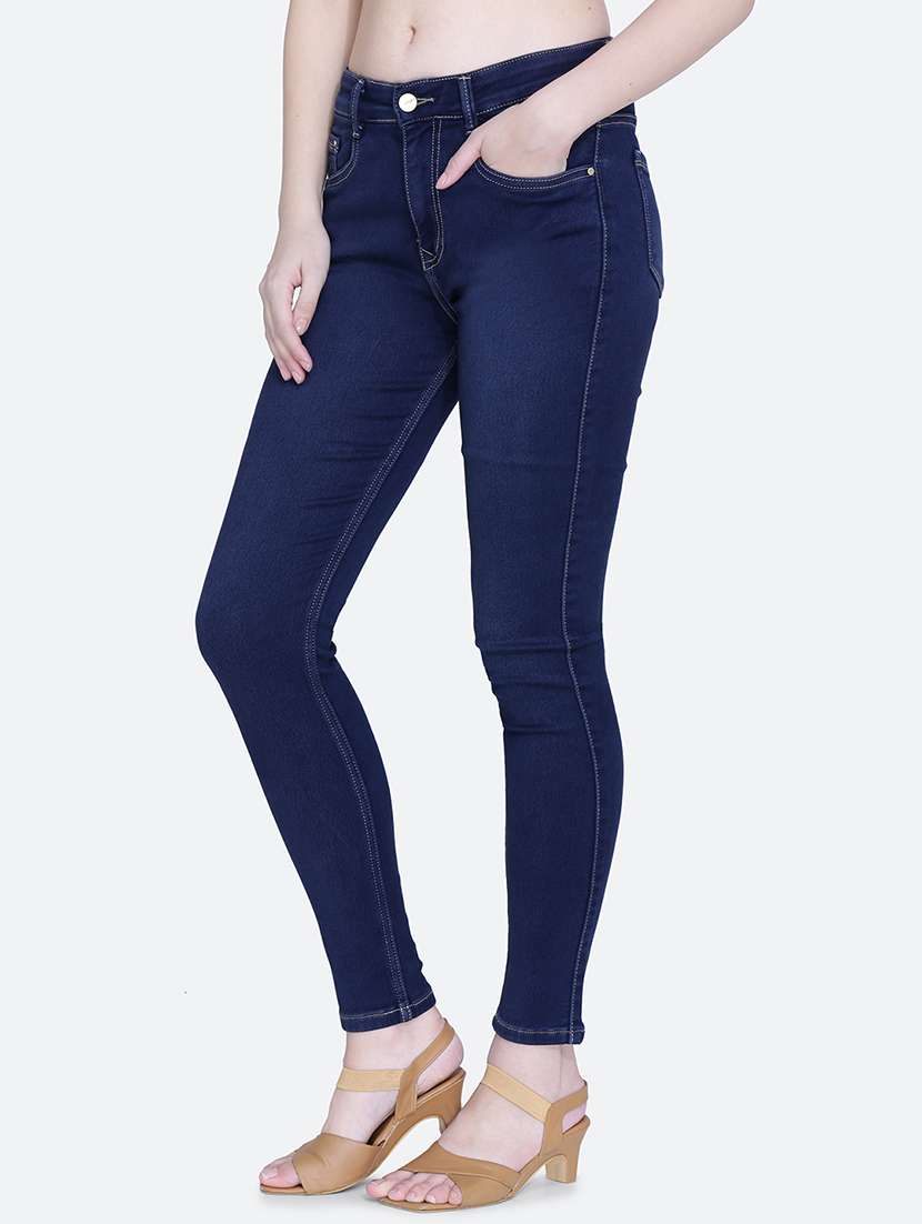 women plain skinny fit denim jeans - 21632506 - Standard Image - 2