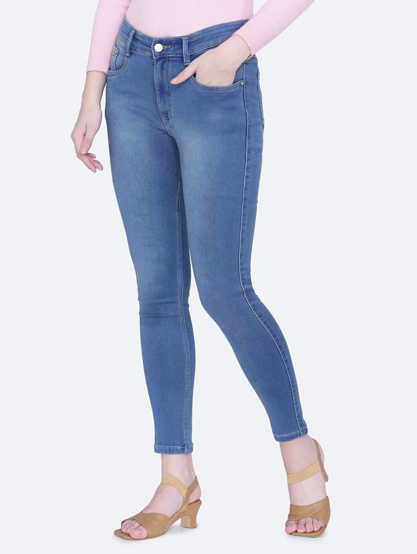 women plain skinny fit denim jeans - 21632513 - Standard Image - 2