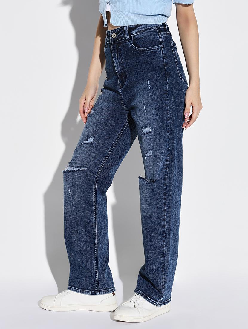 women distress mid rise denim jean - 21632634 - Standard Image - 2