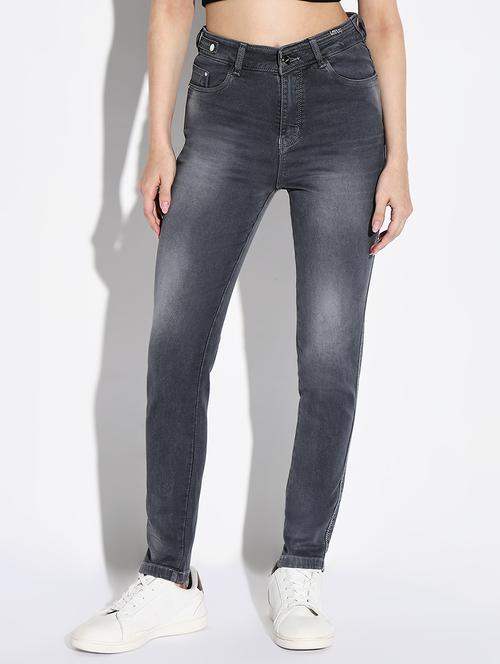 women plain high rise denim jeans - 21632641 -  Standard Image - 0