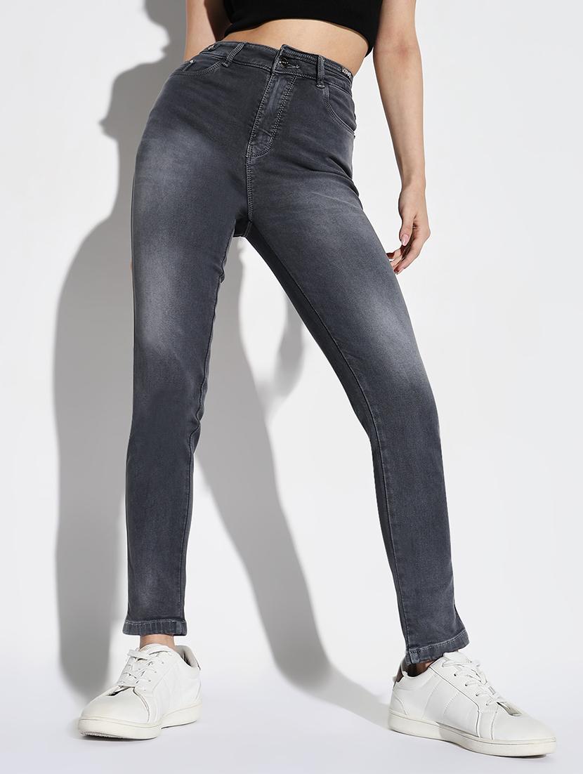 women plain high rise denim jeans - 21632641 - Standard Image - 2