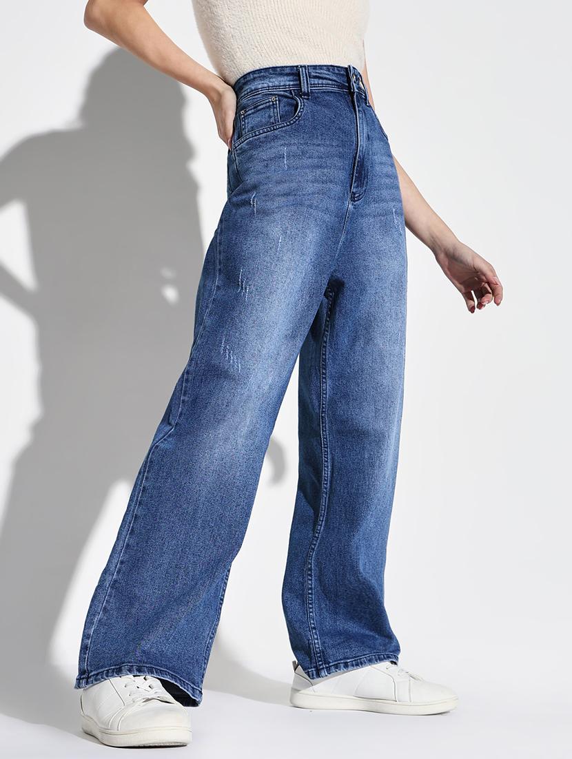 women plain high rise denim jeans - 21632645 - Standard Image - 2