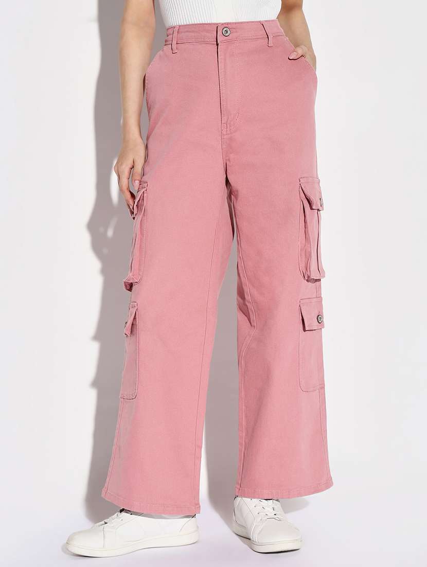 women plain high rise cargo